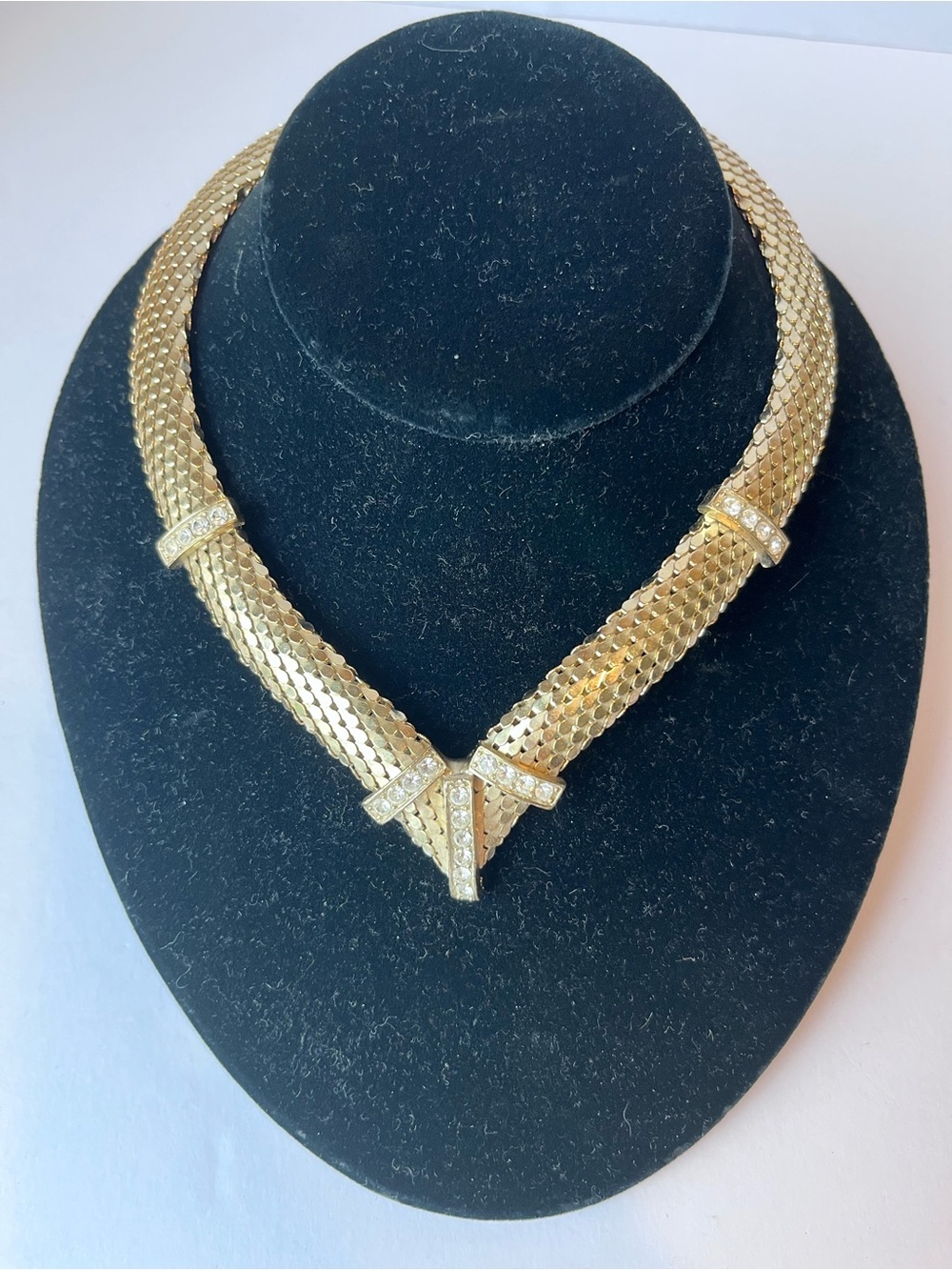 Vintage 80’s Gold Tone Snake Rhinestone Necklace